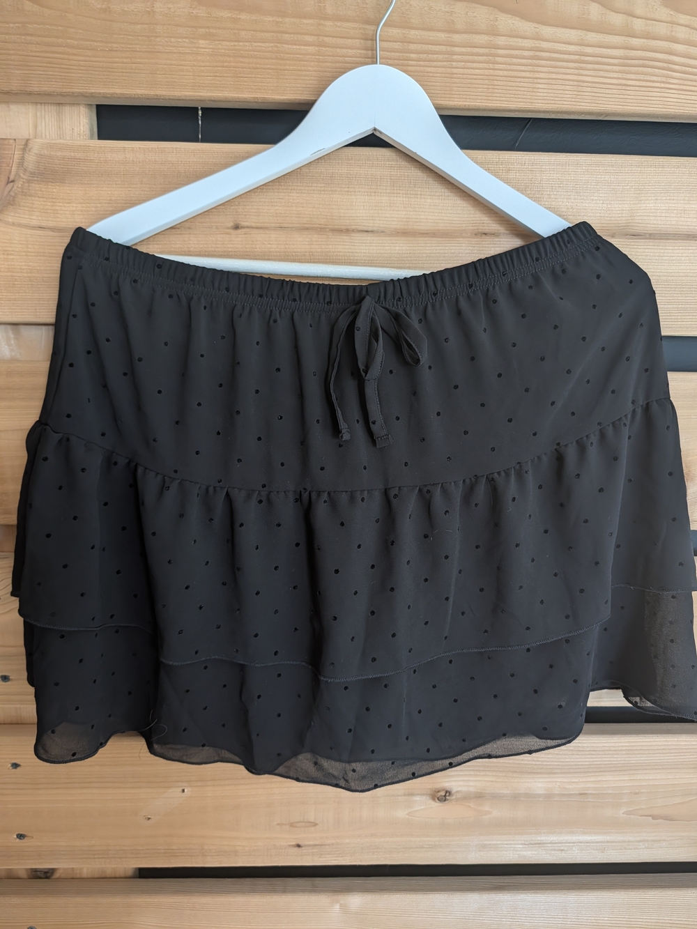 Ardene Black Polka Dot Ruffle Mini Skirt